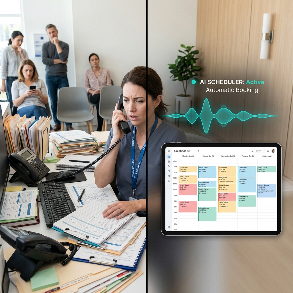 AI receptionist transforming clinic operations — from chaotic front desk to automated scheduling